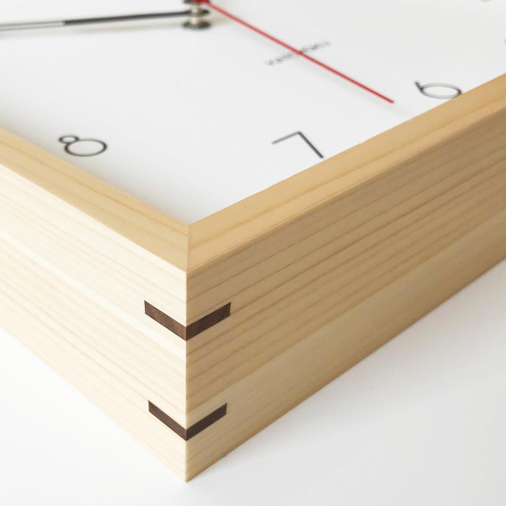 KATOMOKU Square clock 3 Hinoki wall clock with continuous second hand km-114HM (quartz clock)