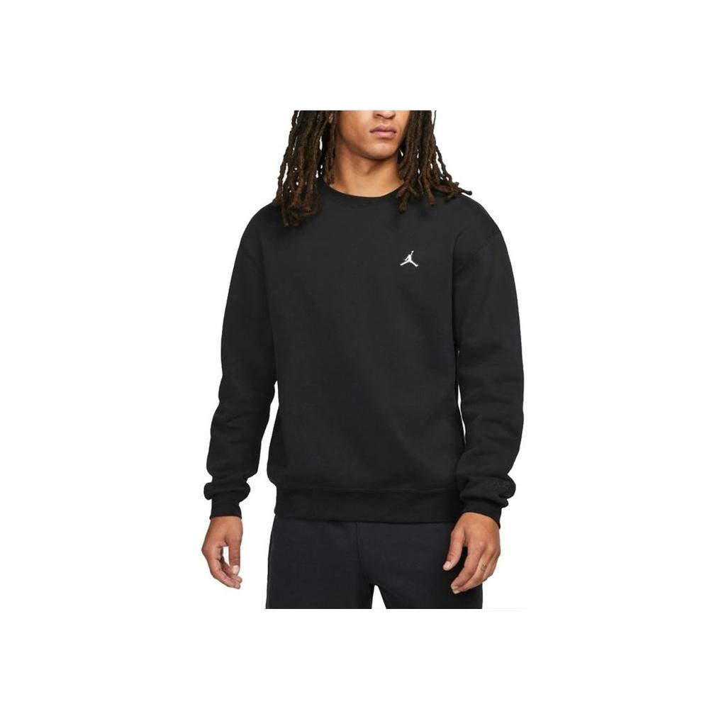 Jordan Logo Embroidered Print Pattern Fleece-Lined Crew Neck Sweatshirt Men Tops Black DN7957-010