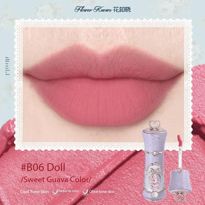 Flowerknows Garden Makeup Tekutá rtěnka na rty, Dlouhotrvající matná rtěnka pro až 12hodinové nošení, Sametový tekutý rtěnka, Lesk na rty, Hydratační přípravek