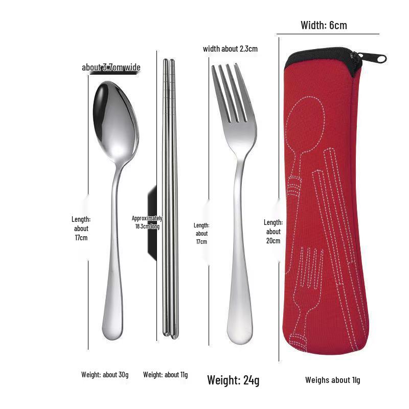 Stainless Steel Cutlery Set: Knife, Fork, Spoon & Chopsticks - Portable 4-Piece Set for Students, Travel, & Gifts