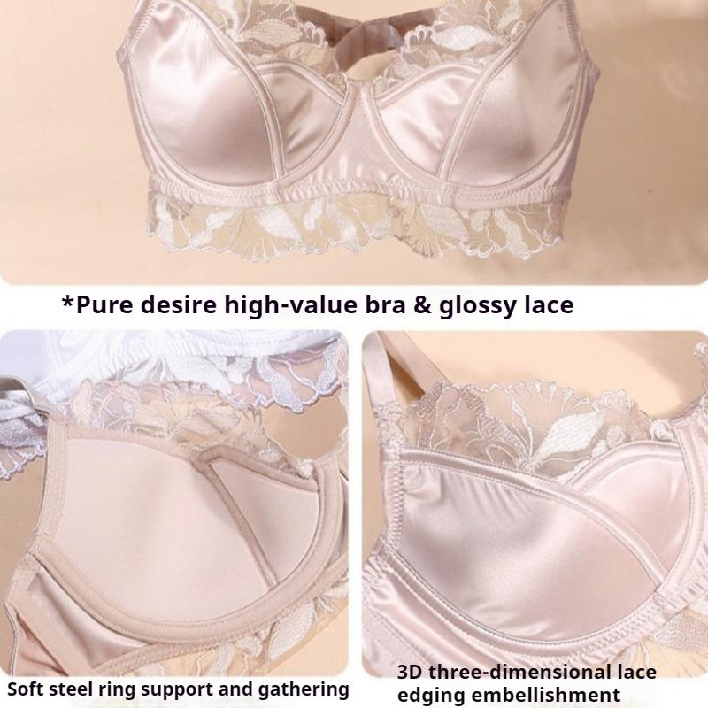 Französisches Sexy Dessous-Set für Damen Sexy Push-up-BH Reine Spitze Anti-Hänge-BH Atmungsaktive Slips