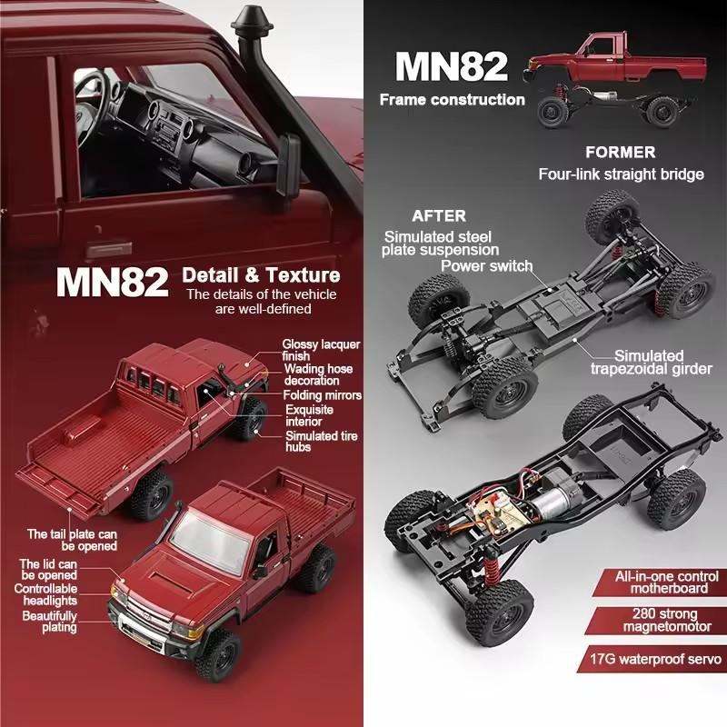 Mn82 1:12 Retro Rc Car With Led Lights Full-scale Simulation Lc79 Professional Remote Control Pickup Rc Truck Model Toys