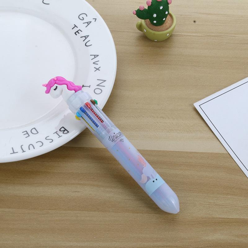 Ten-color Ballpoint Pen Girl Heart Cartoon Press Multi-color Pen Multi-function Color Handbook Pen Creative Cute Pen