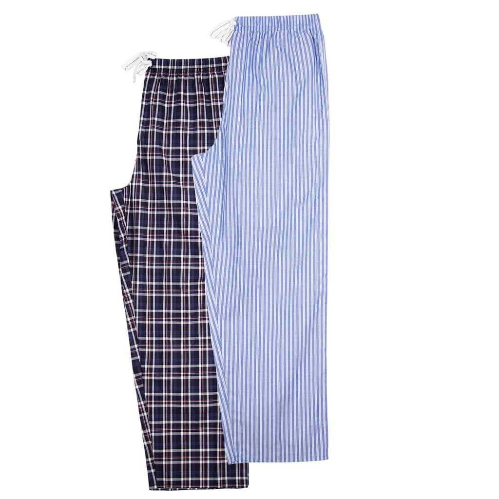 Keanu Men's Woven Checked Stripes Pyjama Bottoms (Pack of 2)
