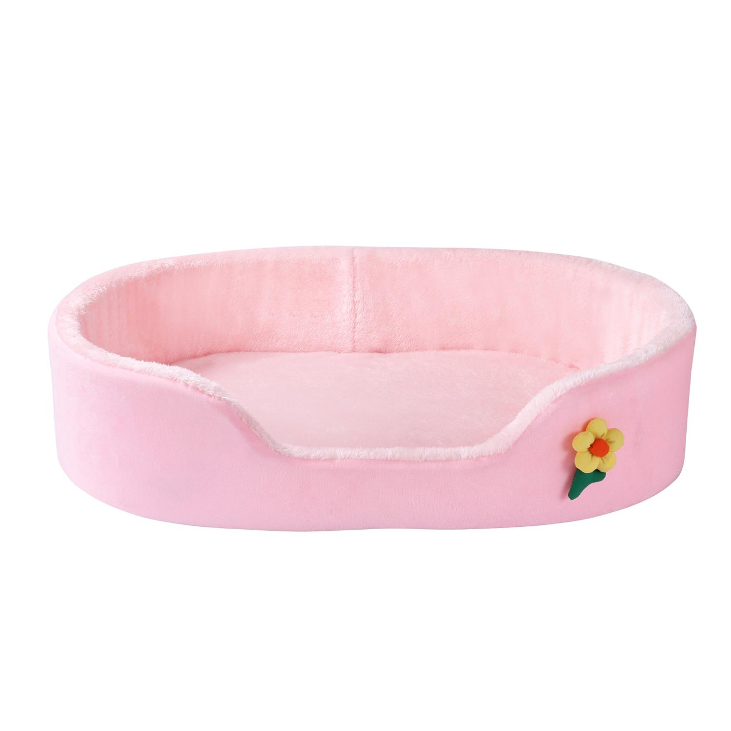

Круглый диван-кровать для большой собаки, съемная кровать для кошки, теплая подушка для собаки, мягкая корзина для домашних животных, диван, моющийся, средняя собачья будка S розовый