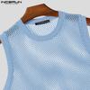 INCERUN Men Sleeveless Mesh Sheer See Through Party Club Tank Tops