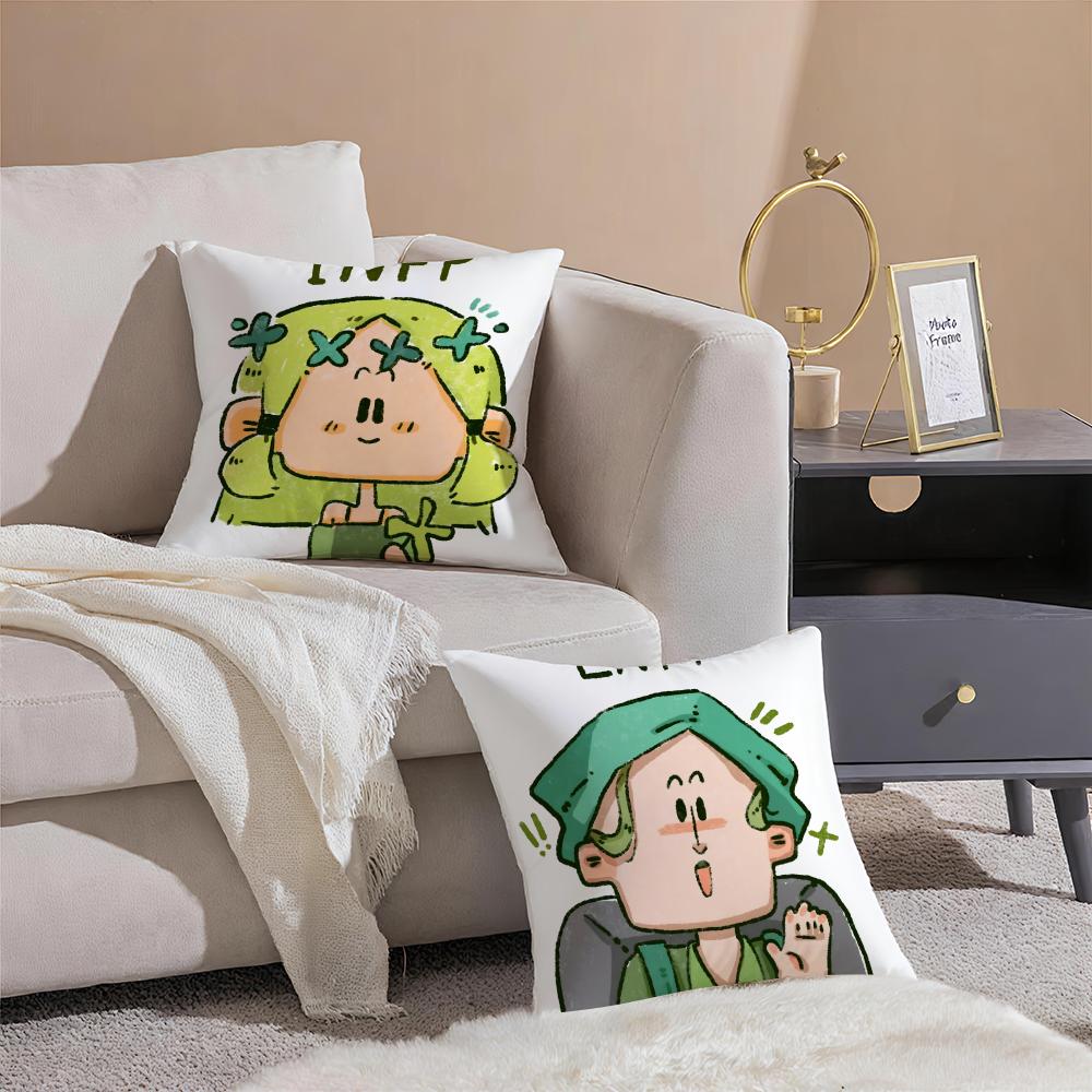 Concept Interesting Mbti Cushion Cover Linen Pillowcase Soft For Sofa Bed Home Room Decor