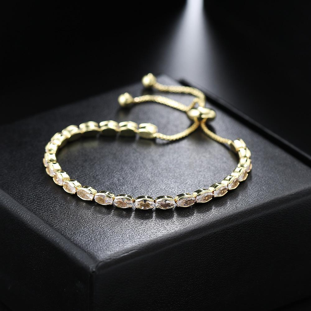 Popular Single-Row Egg-Shaped Zircon Bracelet Women'S Adjustable Tennis Chain Crystal Jewelry
