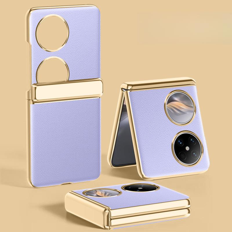 

Подходит для чехла для мобильного телефона Huawei Pocket 2, пленка, интегрированное гальваническое покрытие, полностью закрывающий, шарнир центральной оси, противоударный, деловой, складной, кожаный Huawei Pocket 2