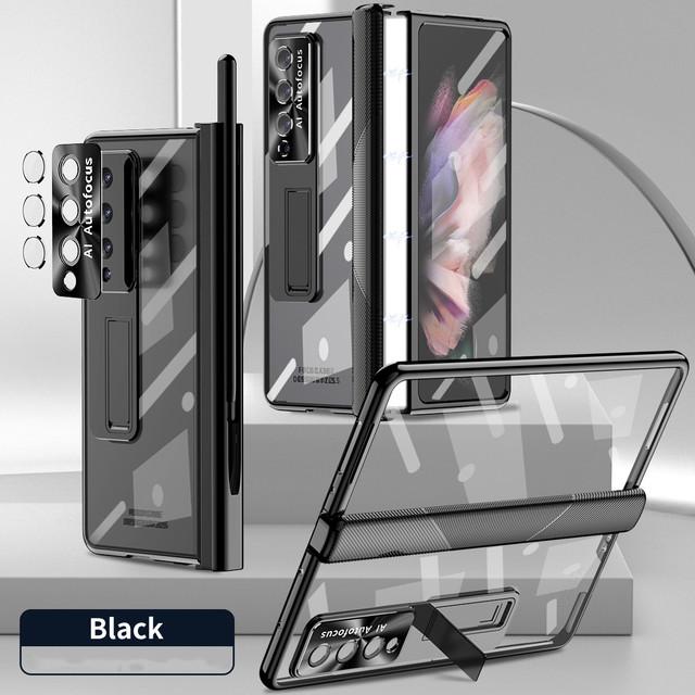 Shockproof Plating Full Protection Cases For Samsung Galaxy Z Fold4 5g Fold 4 Fold3 Fold 3 Tempered Glass S Pen Holder Coque
