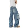 American Heavy Industry Multi-pocket Tooling Jeans Women's and Men's Retro Washed Old Wide-leg Pants Trendy Brand Scimitar Casual Pants