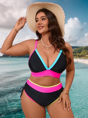 Europese en Amerikaanse Plus Size Dames Sexy Driehoek Bikini met Strik en Gespleten Ontwerp
