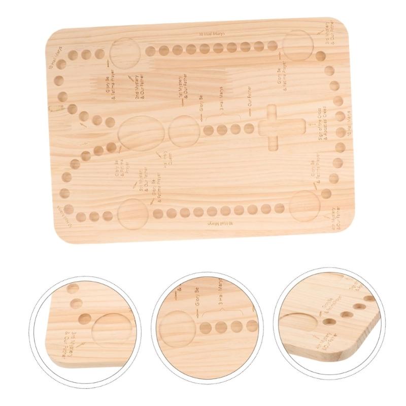 Bandeja Portátil para Manualidades con Cuentas Para Hacer Collares y Pulseras Con Ranuras Marcadas y Tabla de Madera Lisa