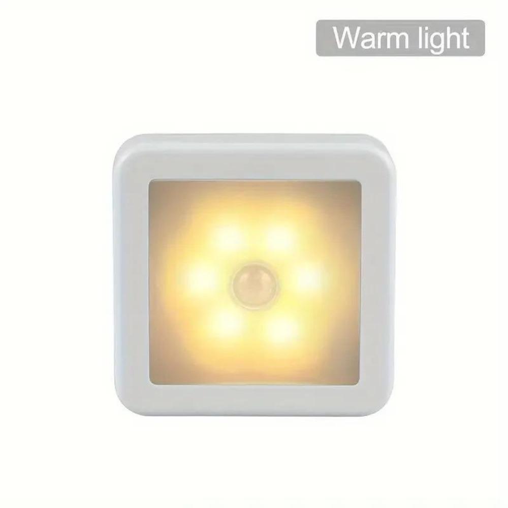 

6-LED Decorative Night Light,Motion Sensor Stair Wall Light,Battery Powered,Smart Sensor.Suitable for Bedside,Cabinet,Kitchen,Bedroom Stair Lighting warm light-1pc