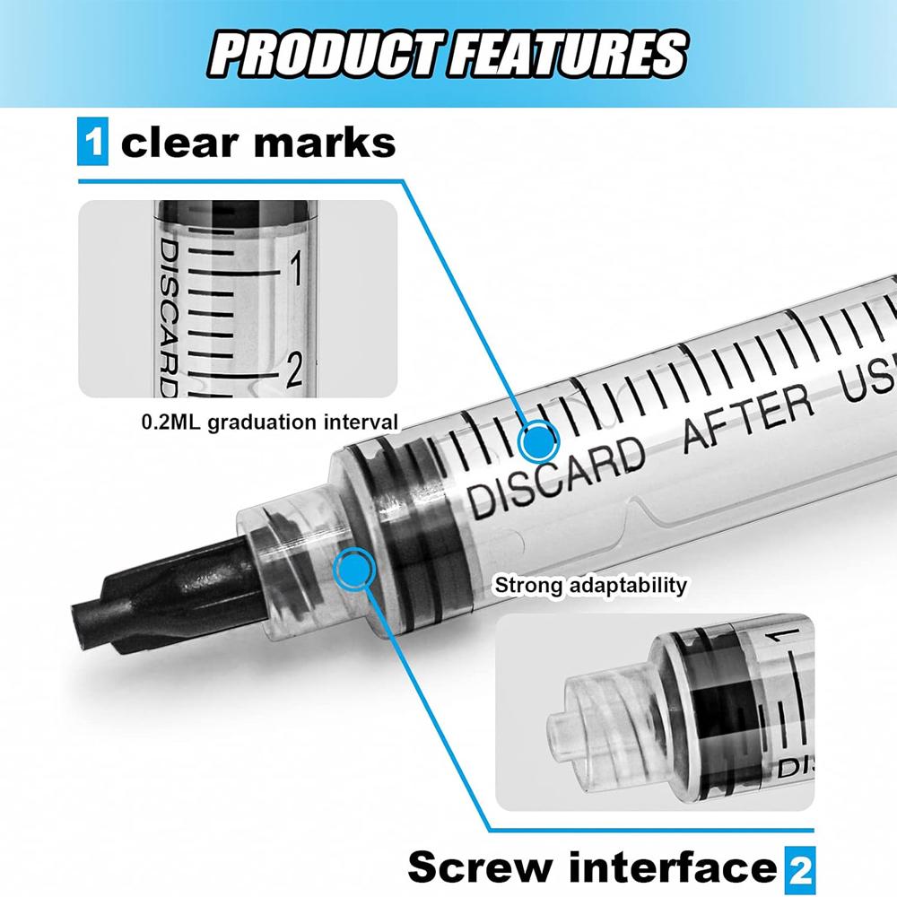 100PCS 5ml Sterile Luer Lock Syringe with Cap, Individually Wrapped, for Liquid Glue, Epoxy, Resin Dispensing