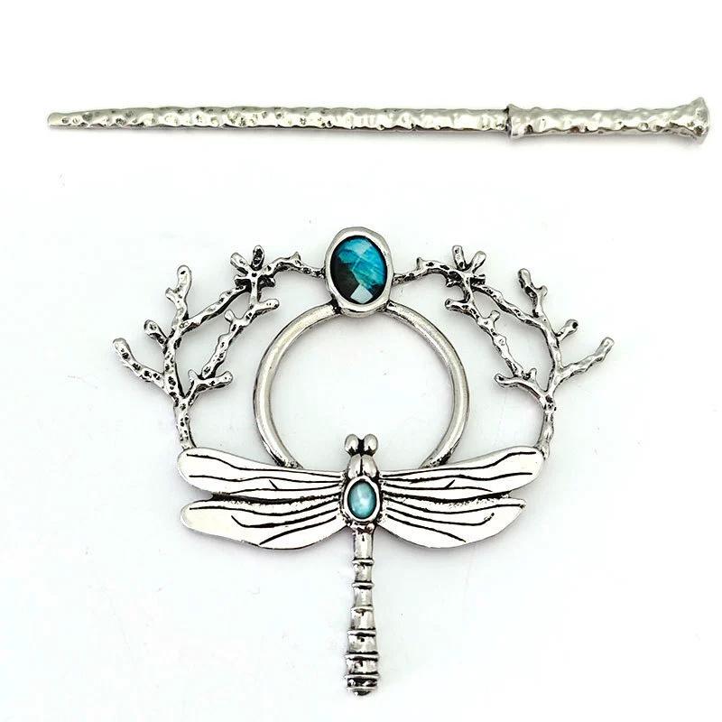 1PC Retro Dragonfly Hairpin Wind Hair Stick Women's Fashion Antique Color Hair Accessories Dress Up Headwear