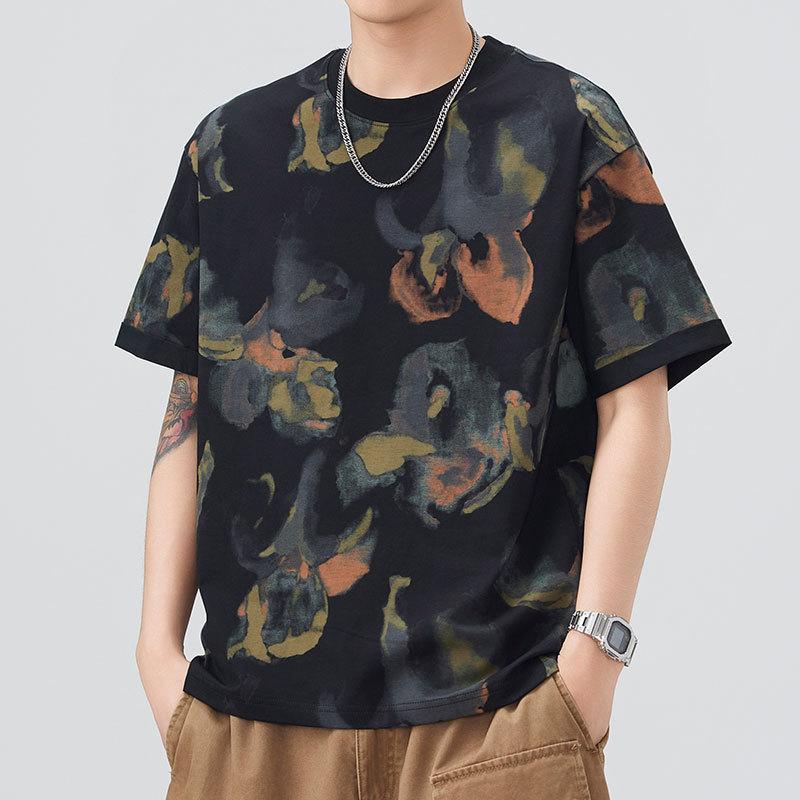 Men's New Summer Loose Round Neck Short-sleeved T-shirt Thin Printed Short T-shirt