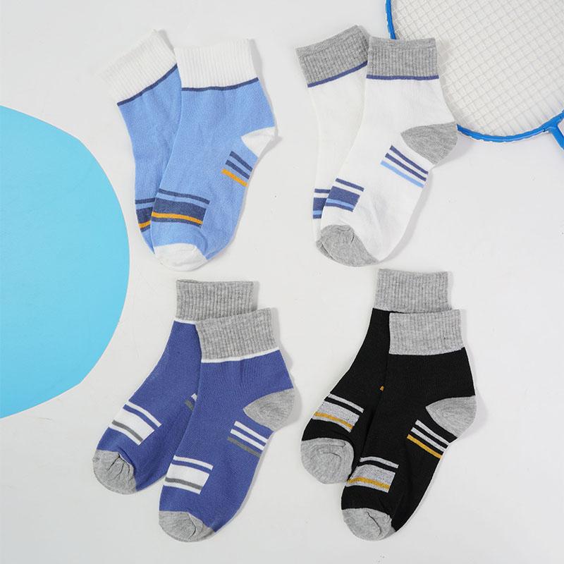 5 Pairs Plus Size Men's Cotton Shorts Striped Socks Casual Comfortable Breathable Funny Colored Fashion Mid Length Socks