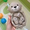 Niedliches Otterfamilie Badespielzeug Set Weiche Wasserspieltiere für Kinder Mutter Otter und Babyotter Spielzeug Lustiges Otter Schwimmspielzeug