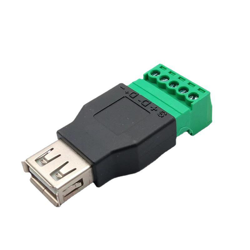 

Адаптер термінала USB – 5P, без паяння, штекер USB 2.0 A, зелений роз’єм терміналу USB female solder-free