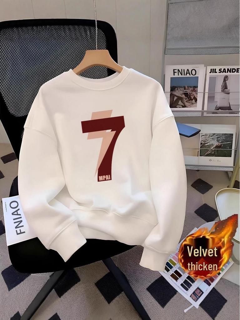 Men's 2025 Winter Trendy American Round Neck Plus Velvet Thick Hoodie – High Street Style Loose Fit Pullover