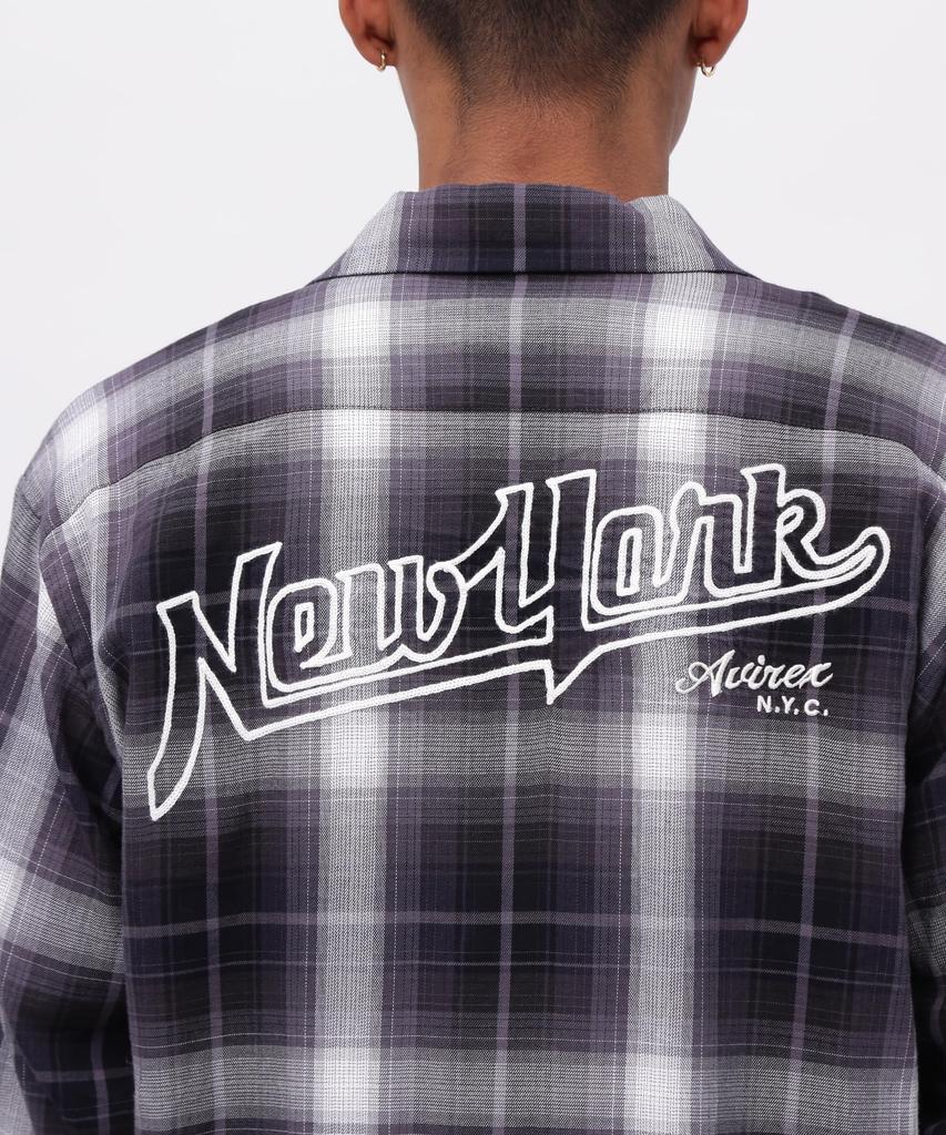 Avirex OMBRE CHECK SHIRT NYC Long Sleeve Ombre Check New York Size Shirt, City, Men's, L, 010, Black, 783-5120007