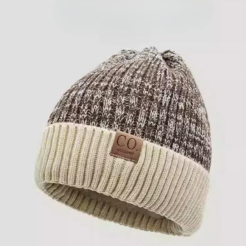 Cold Hat Letter Mark Men Korean Style Knitted Wool Hat Women Autumn and Winter Plus Velvet Thickened Ear Protection Head Hat