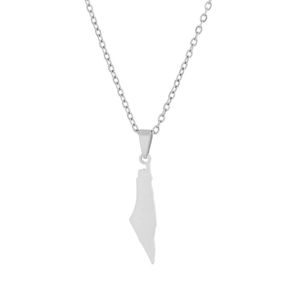 Collana Ciondolo Mappa Israele Palestina Gioielli in Acciaio Inossidabile Regalo per Donne Uomini