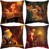 Pillow Cover Christmas Red Santa Claus Pillow Printed Cushion Pillow Cover