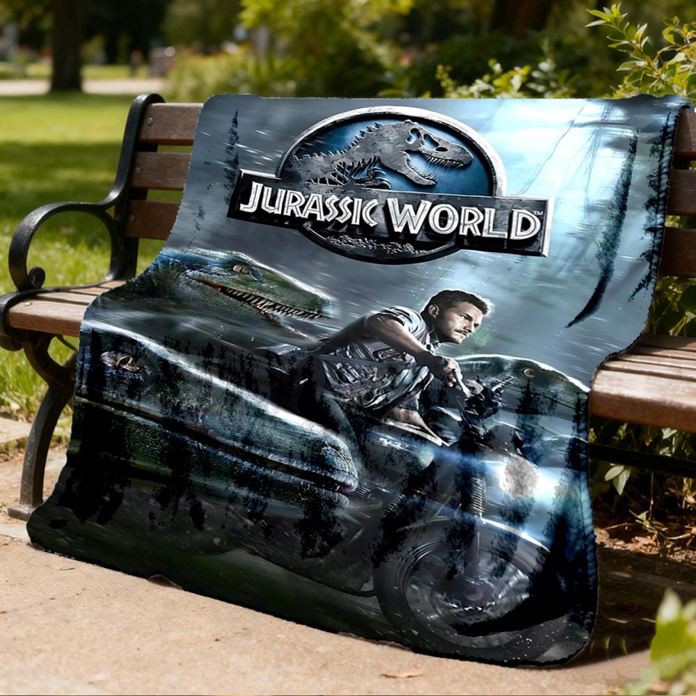 1pc Jurassic World Outdoor Flannel Blanket, Cozy & Warm Soft Te Playful Design, Napping Camping,
