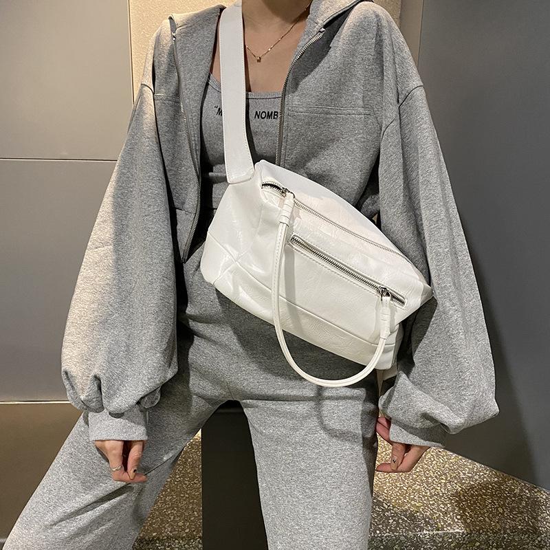 

New Women s Bag, Large Capacity Single Shoulder Bag, Simple Solid Color Crossbody Bag, Soft Leather PU Trendy Fitness Bag белый