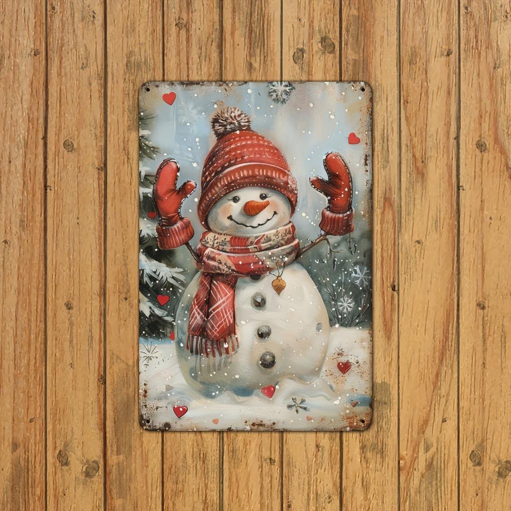 Christmas Snowman Signage, Vintage Wall Art - Perfect for Homes, Bedrooms, Restaurants, Bars, Cafes, Schools, Garages