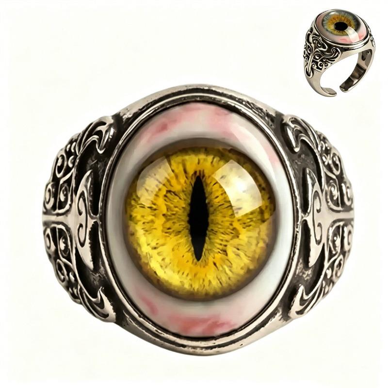 Exaggerated and Realistic Blood-red Eye-shaped Ring, Domineering Vintage Curtain-eye Ring