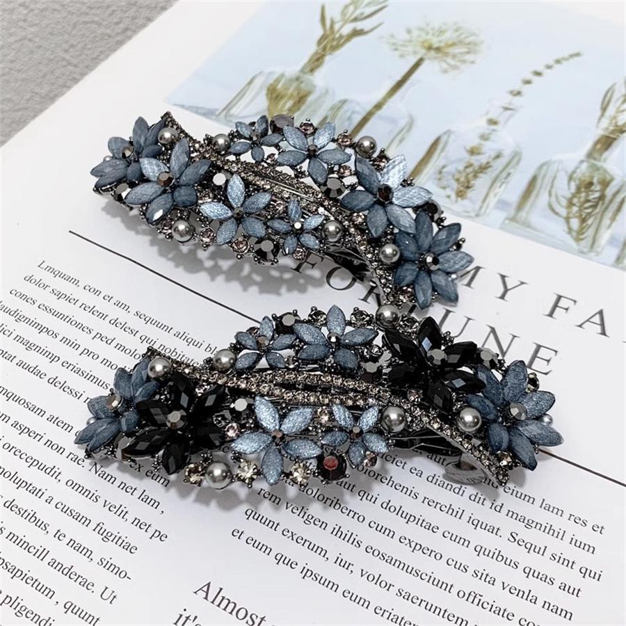 New Korean Colorful Crystal Butterfly Spring Hairpin Zircon Alloy Top Clip Horizontal Clip Elegant Women's Fashion Hair Jewelry