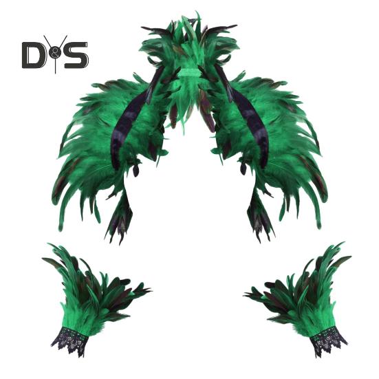 1 комплект поддельный воротник с кольцом на запястье готический стиль перьевая шаль — фото 14