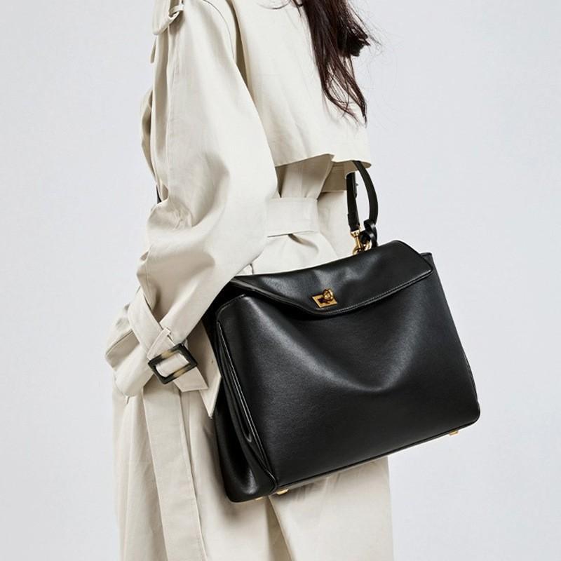 Leather Reodeo Bag Large Capacity Commuting Tote Simple Fashionable All-matching Shoulder