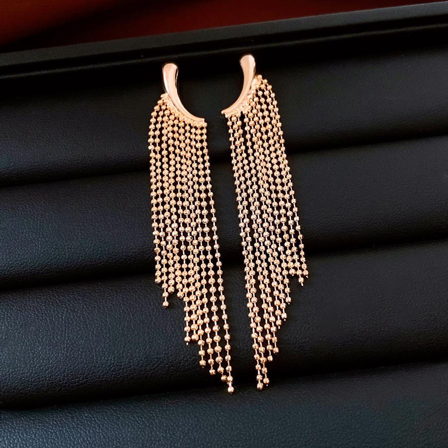 18k Echtgold Plattierte Silbernadel Wassertropfen Fransen Ohrringe Europäischer und Amerikanischer Kalter Wind Stecker Ohrringe Trendige Ohrringe Damen