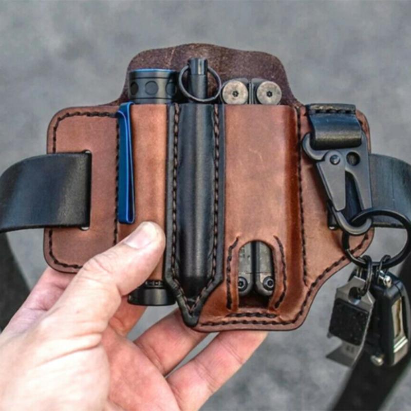 Multitool Leather Sheath Pocket Organizer Storage Belt Waist Bag for Camping for Daily, Outdoor Tools Packaging