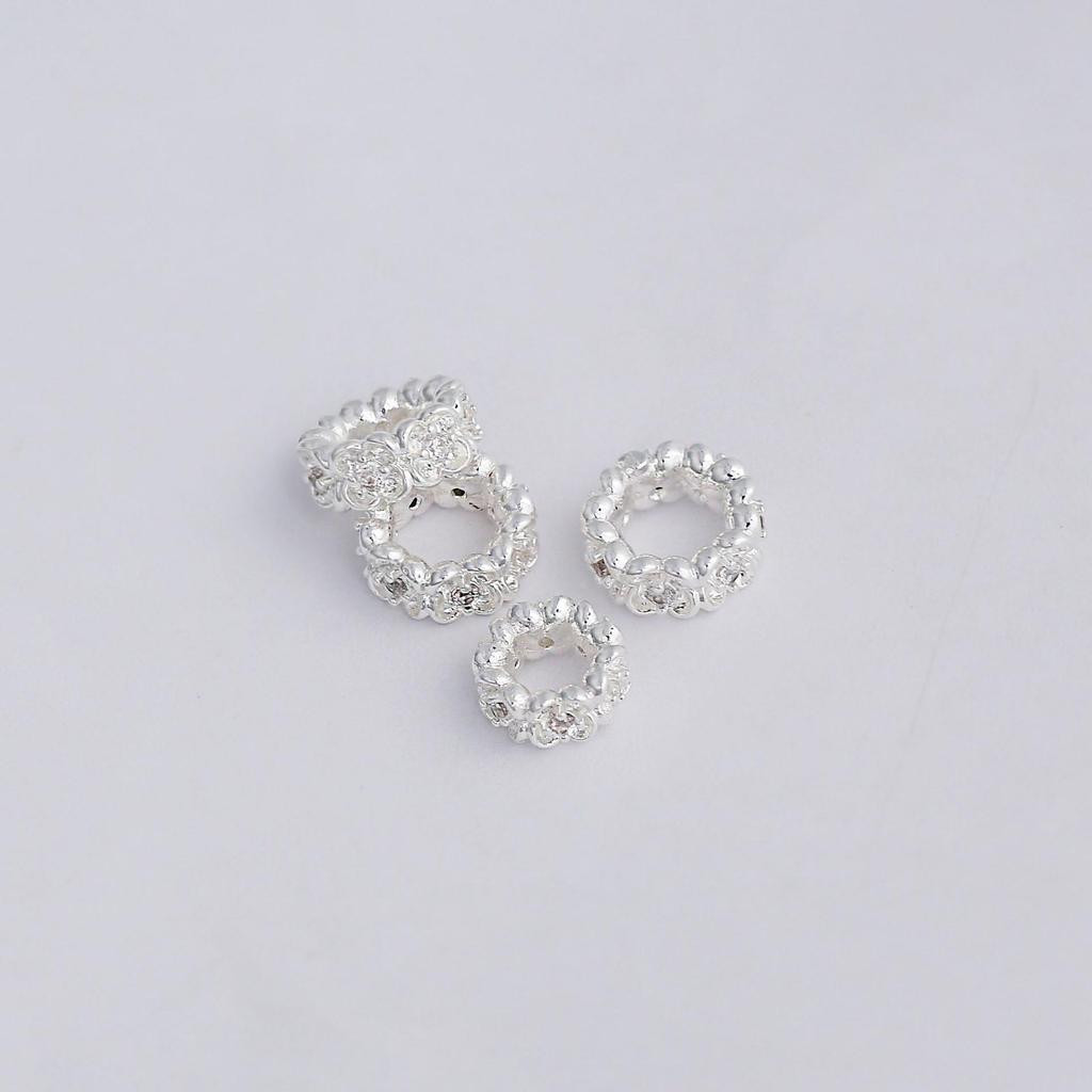 18K Gold-Plated Zircon Flower Spacer Beads with Rhinestones for DIY Jewelry