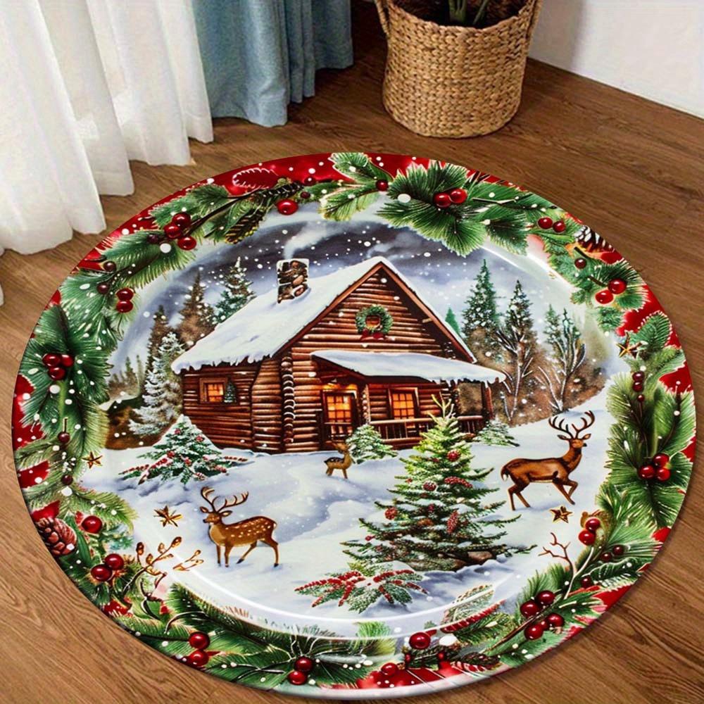 Festive Delights: Christmas Themed Round Rugs for a Magical Holiday Home Bedroom room floor mats New Year home decoration