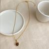 Thick Plated Real Gold Strong Color Retention Natural Stone Tiger's Eye Stone Necklace Literary and Medieval, Collarbone Chain Jewelry