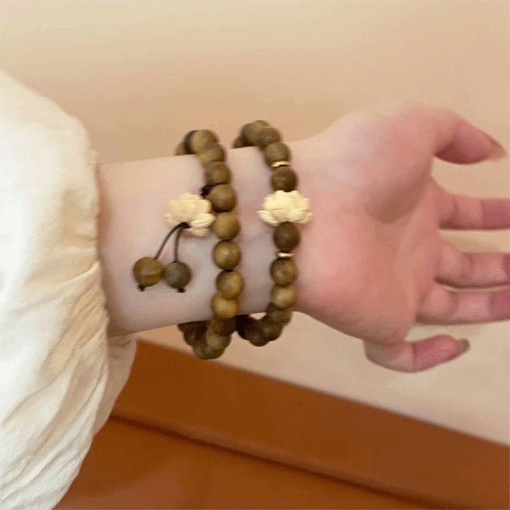 Elastisches Lotus Sandelholz Armband Handgefertigte Gewebte Rosenkranzarmbänder Holz Perlenstrang Armbänder Geschenke