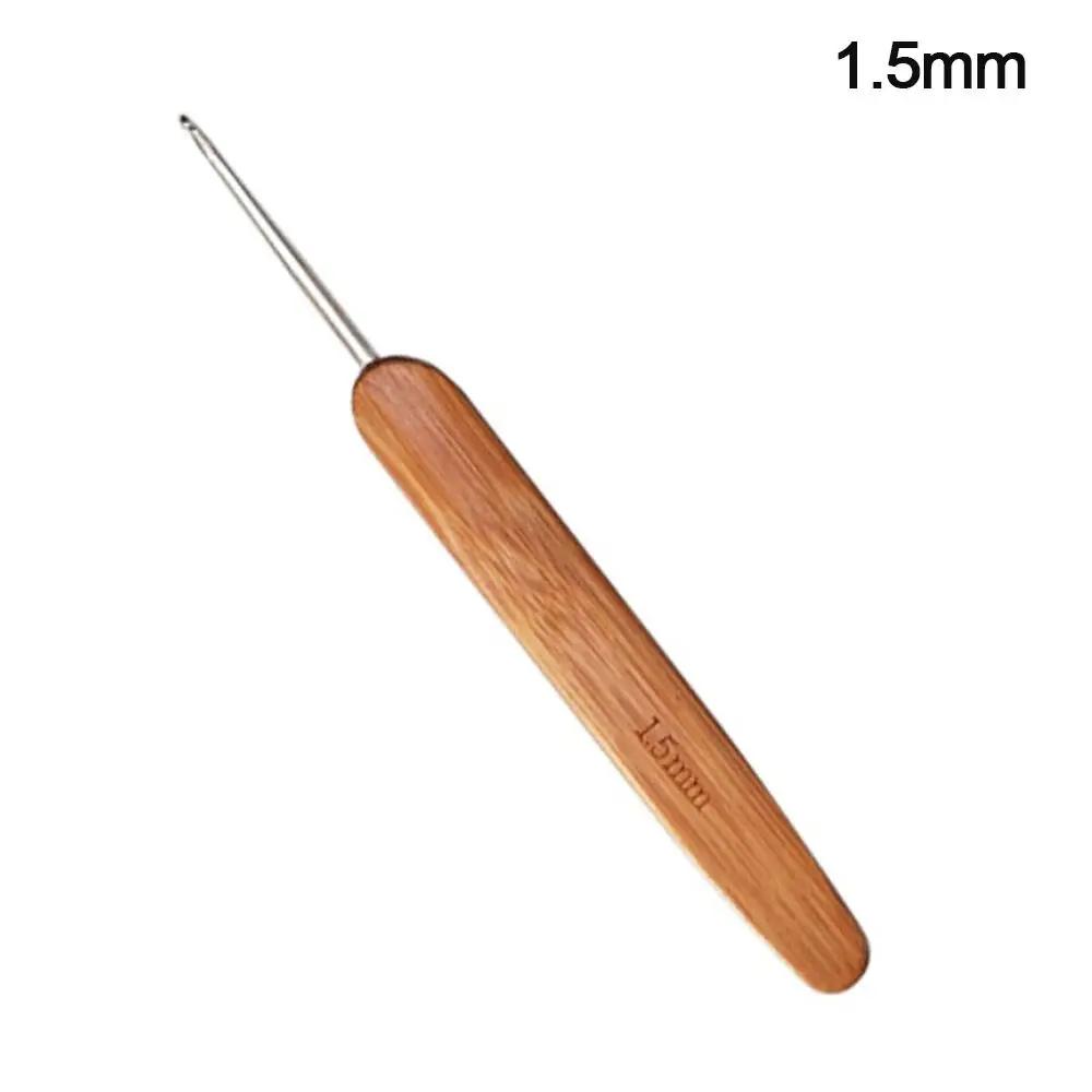 Small Size Crochet Hooks Long Bamboo Wooden Crochet Knitting Needles Crocheting Needles Yarn Weave Handle DIY Sewing Accessories