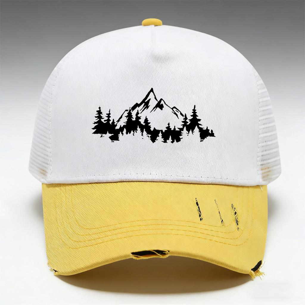 Unisex Adjustable Baseball Cap With 'Mountain' Pattern Print Design, Breathable Mesh Structure And Comfortable Fabric,Sports Hat