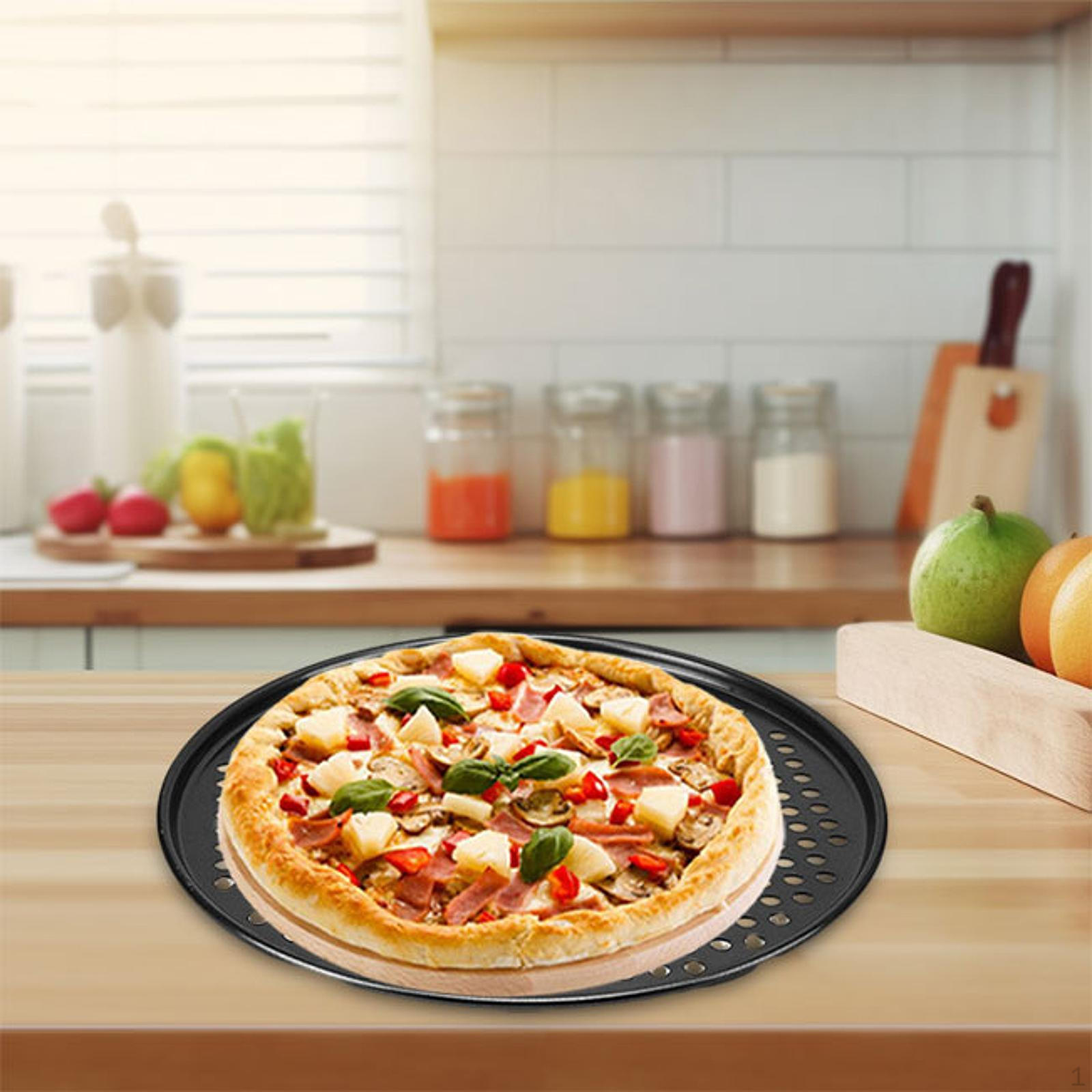 

Противень для пиццы 14,5 дюймов с отверстиями для выпечки и подачи чёрный