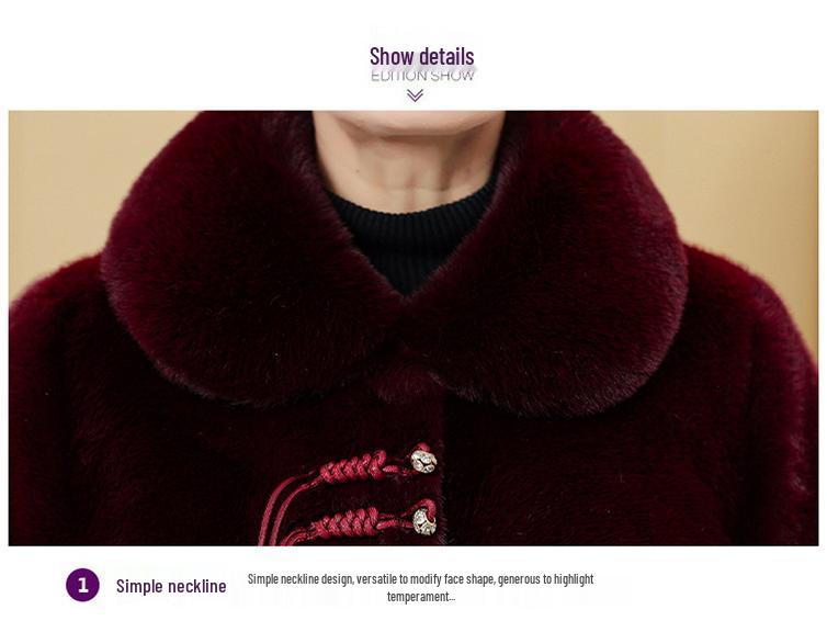 Autumn/Winter Maternity Velvet Jacket, Imitation Mink, for Middle-Aged & Elderly Women - Chinese Style Grandma's Thickened Cotton Padded Coat