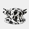 Summer for Sun Cap Wide Brim Fisherman Hat Cow Print Bucket Hat with Horns & Ear