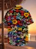 Herren-Freizeithemd mit lebendigen Blumenprints - Kurzärmeliges Knopfdesign, geeignet für Outdoor- und Freizeitkleidung im Sommer, perfekt für den Alltag