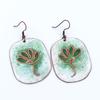 Enamel Copper Flower Dangle Earrings