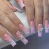 Gradient Butterfly Nail Art Tips Sweet Floral Press-On Nails Gel Glue Or Jelly Adhesive